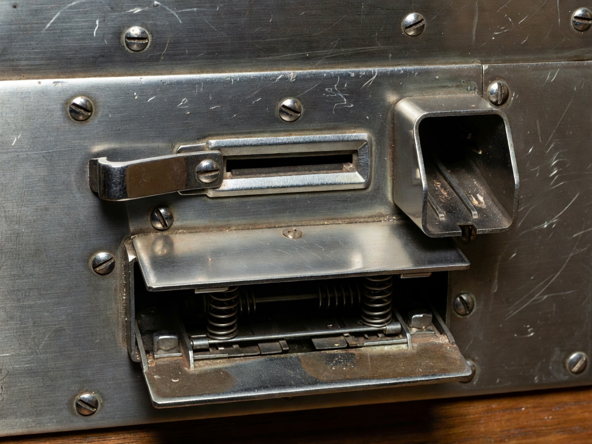 Space Invaders original arcade coin door mechanism and coin drop details